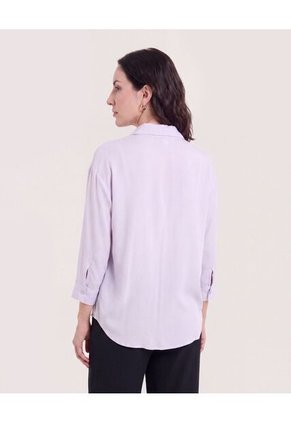 Blusa Fluid Manga 3/4 Para Mujer Lila Ostu