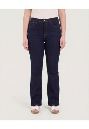 Jean Skinny Flare De Tiro Medio Para Mujer Azul Ostu