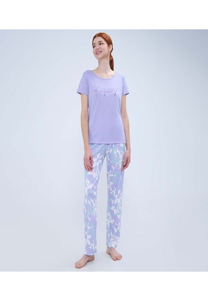 Pijama Para Mujer M/C P/L Color Lila  Marca Ostu #40040406