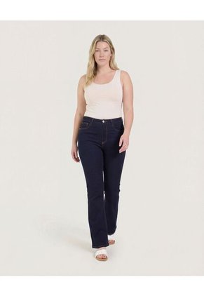 Jean Skinny Flare De Tiro Medio Para Mujer Azul Ostu