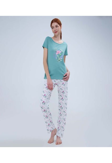 Pijama Para Mujer M/C P/L Color Crema Marca Ostu #40040405