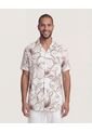 Camisa Resort Estampada  Para Hombre Beige Ostu de Ostu