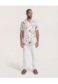 Camisa Resort Estampada  Para Hombre Beige Ostu de Ostu