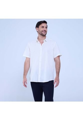 Camisa Para Hombre Manga Corta Sin Bolsillo Color Crema Marca Ostu #60010762 Ostu