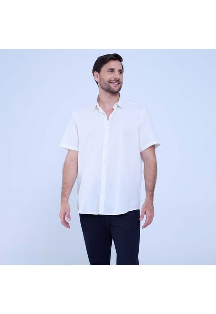 Camisa Para Hombre Manga Corta Sin Bolsillo Color Crema Marca Ostu #60010762