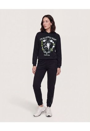 Hoodie Maléfica Dark Roses  Para Mujer Negro Ostu