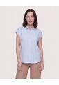 Camisa Manga Corta  Para Mujer Azul Ostu de Ostu
