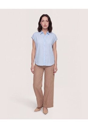 Camisa Manga Corta  Para Mujer Azul Ostu