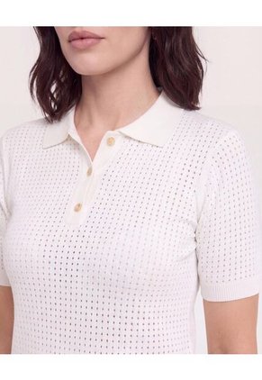 Polo Tejida Aura Natural Para Mujer Crema Ostu