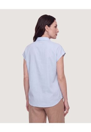 Camisa Manga Corta  Para Mujer Azul Ostu