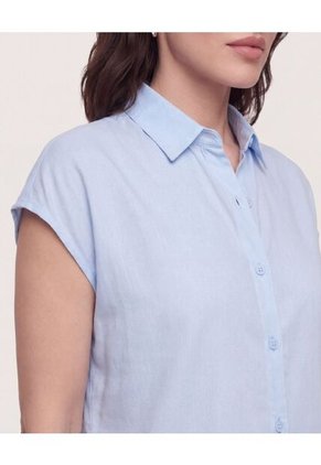 Camisa Manga Corta  Para Mujer Azul Ostu