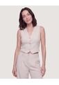 Chaleco Punto Modern  Para Mujer Beige Ostu de Ostu