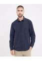 Camisa  Para Hombre Manga Larga Con Bolsillo Cuello Casual M Color Azul Marca Ostu #60010899 de Ostu