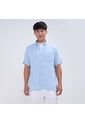 Camisa Para Hombre Manga Corta Con Bolsillo Color Azul  Marca Ostu #60010756 de Ostu