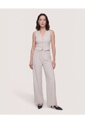 Chaleco Punto Modern Para Mujer Beige Ostu
