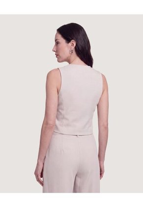 Chaleco Punto Modern Para Mujer Beige Ostu