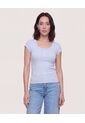 Camiseta Básica Con Botones  Para Mujer Azul Ostu de Ostu