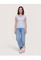 Camiseta Básica Con Botones  Para Mujer Azul Ostu de Ostu
