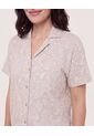 Camisa Boxy Cuello Resort  Para Mujer Café Ostu de Ostu