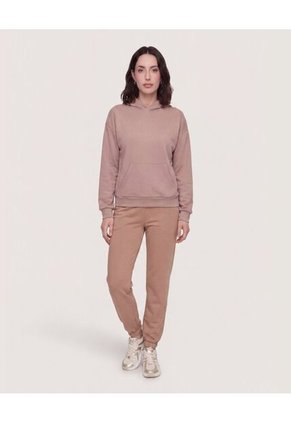 Hoodie Basic Soft Para Mujer Café Ostu