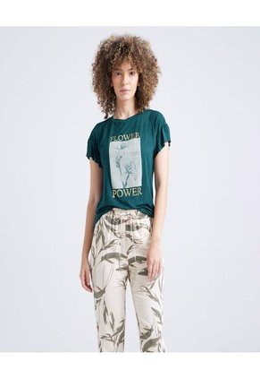 Camiseta Para Mujer Manga Corta Color Verde Marca Ostu #40091708