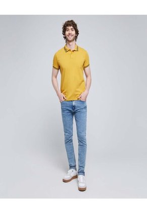 Polo Para Hombre Cuello Tejido Sin Bolsillo Color Amarillo  Marca Ostu #60110641