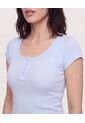 Camiseta Básica Con Botones  Para Mujer Azul Ostu de Ostu