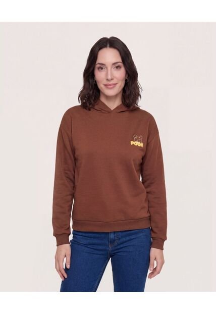 Hoodie Winnie Pooh Cozy  Para Mujer Café Ostu