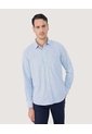 Camisa Para Hombre Manga Larga Con Bolsillo Cuello Casual M Color Azul Claro Marca Ostu #60010792 de Ostu