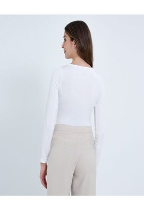 Camiseta Para Mujer Manga Larga Cuello Redondo Color Crudo Marca Ostu #40092411