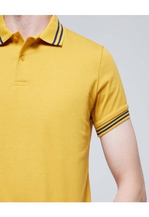 Polo Para Hombre Cuello Tejido Sin Bolsillo Color Amarillo  Marca Ostu #60110641