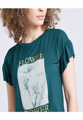 Camiseta Para Mujer Manga Corta Color Verde Marca Ostu #40091708
