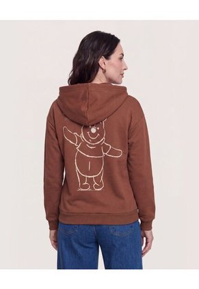 Hoodie Winnie Pooh Cozy  Para Mujer Café Ostu