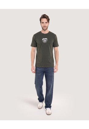 Camiseta Basica Con Screen Para Hombre Verde Ostu