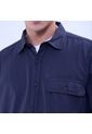 Camisa Para Hombre Manga Larga Con Bolsillo Color Azul  Marca Ostu #60010764 de Ostu