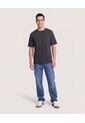 Camiseta Regular Texturizada  Para Hombre Negro Ostu de Ostu