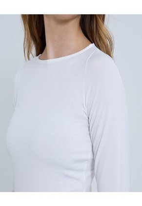 Camiseta Para Mujer Manga Larga Cuello Redondo Color Crudo Marca Ostu #40092411