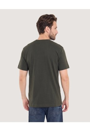 Camiseta Basica Con Screen Para Hombre Verde Ostu