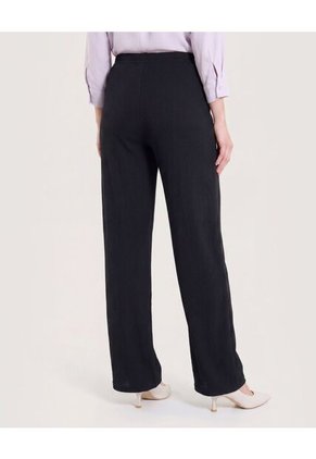 Pantalón Ancho Con Pretina Elástica Para Mujer Negro Ostu