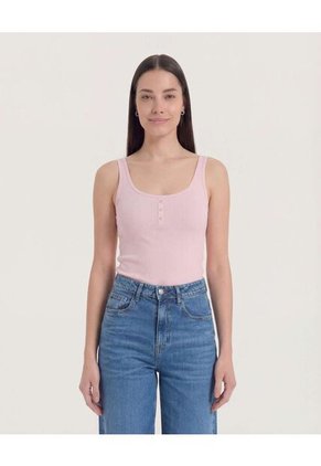 Body Manga Sisa Con Botones Frontales Para Mujer Rosa Ostu