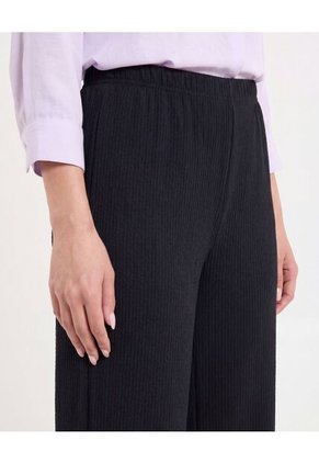Pantalón Ancho Con Pretina Elástica Para Mujer Negro Ostu