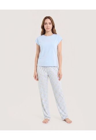 Pijama Rayas Comfort  Para Mujer Crema Ostu Ostu