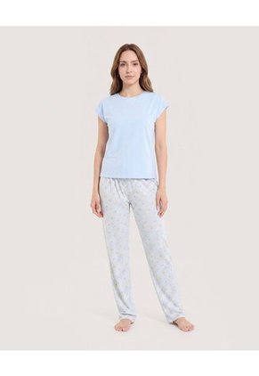 Pijama Rayas Comfort Para Mujer Crema Ostu