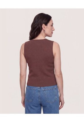 Chaleco Punto Buttons Para Mujer Café Ostu
