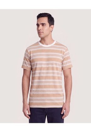 Camiseta Rayas Regular Para Hombre Camel Ostu