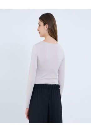 Camiseta Para Mujer Manga Larga Moda Color Beige Marca Ostu #40092412