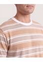 Camiseta Rayas Regular  Para Hombre Camel Ostu de Ostu