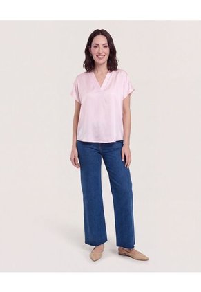 Blusa Con Escote En V Para Mujer Rosa Ostu
