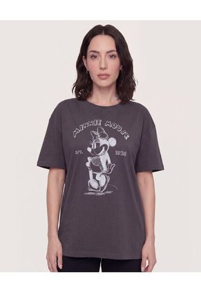 Camiseta Minnie Mouse Vintage Para Mujer Gris Ostu