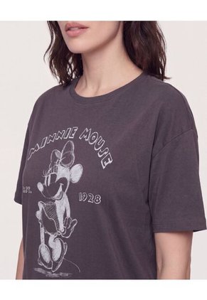 Camiseta Minnie Mouse Vintage Para Mujer Gris Ostu